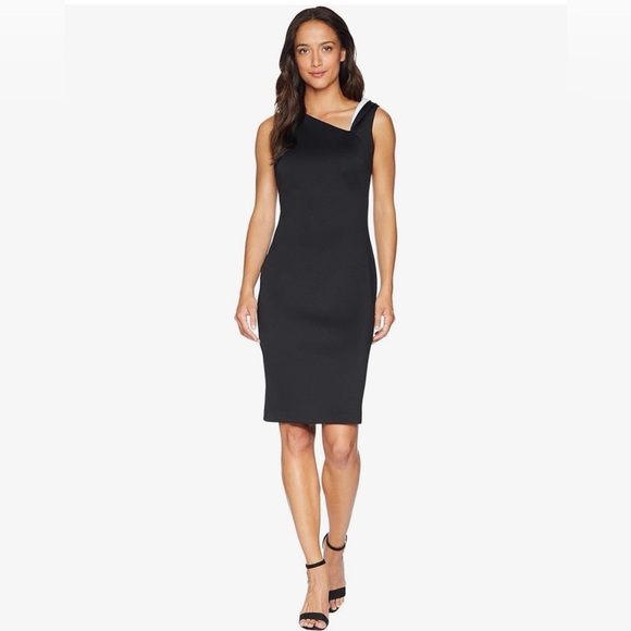 Calvin Klein Sleeveless Sheath Dress Contrast Strap Size 6 Black Cocktail Party - Picture 11 of 11